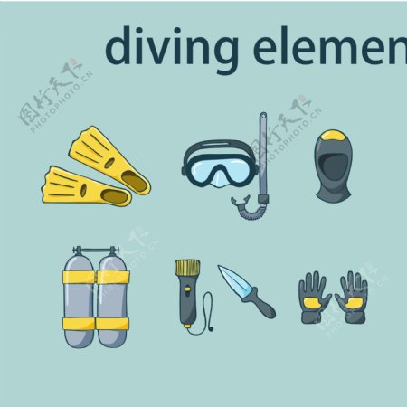 平面潜水运动用品设计元素