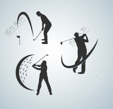 高尔夫球手剪影矢量素材