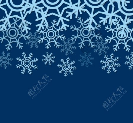 蓝色雪花装饰背景矢量素材