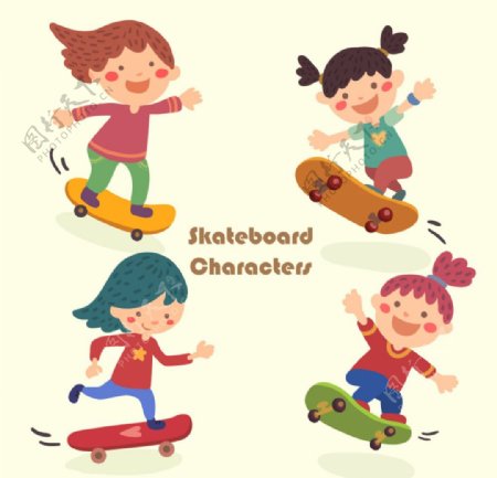 儿童滑板人物