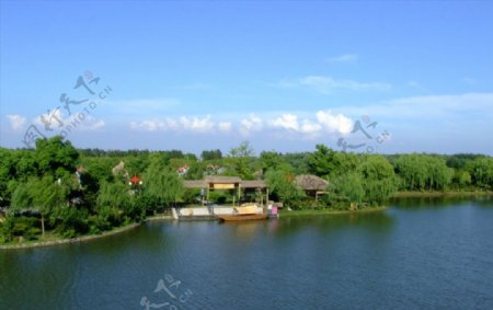 苏州周庄万三水上游码头风景