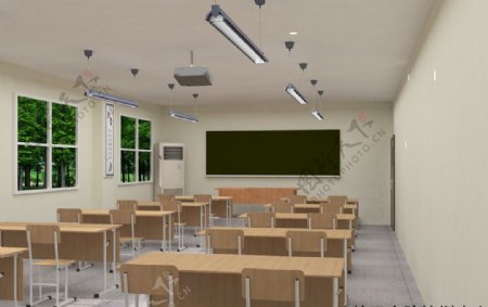 多媒体教室室内装修设计3D模型