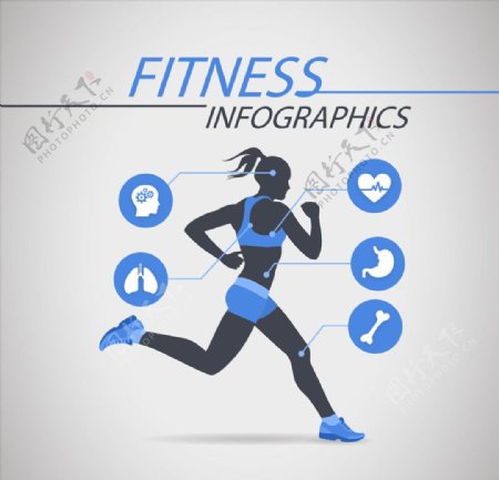 跑步女子运动信息图