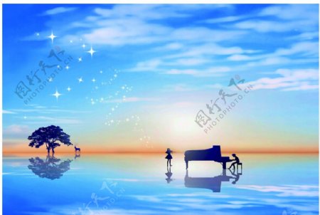 交响曲蓝色天空钢琴