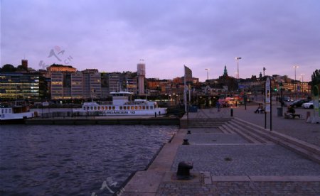 斯德哥尔摩市中心黄昏
