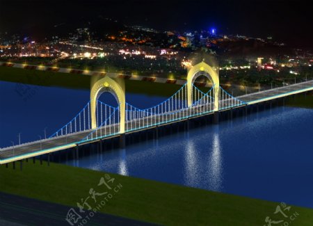 桥梁夜景效果图