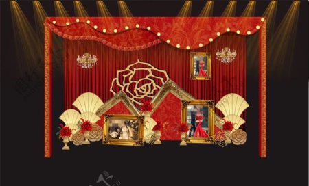 中式婚礼迎宾区舞台背景