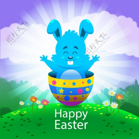 复活节快乐彩蛋兔子海报