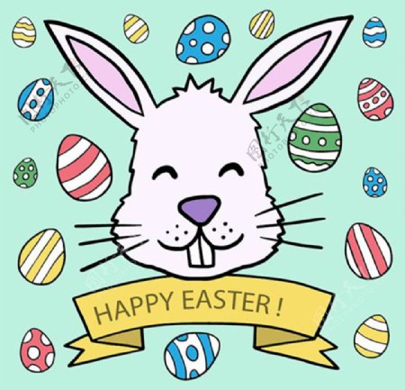 卡通复活节兔子彩蛋海报