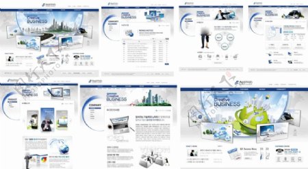 蓝灰色商务信息网站模版