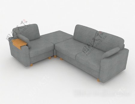 现代灰色简约多人沙发3d模型下载