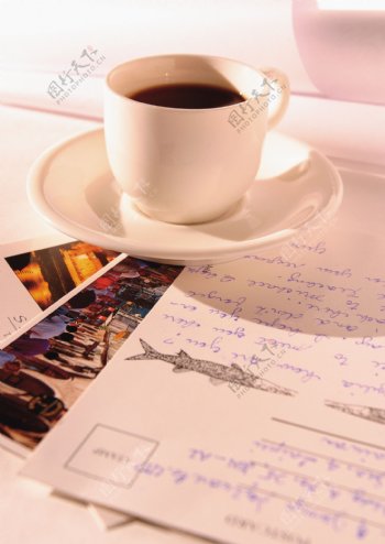 一杯咖啡明信片图片