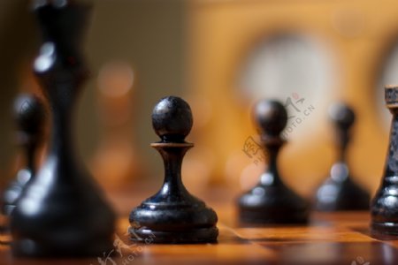 国际象棋黑色棋子摄影图片
