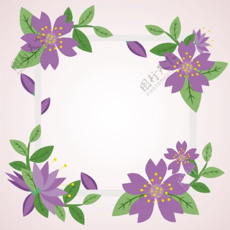紫色花卉花边边框背景矢量素材