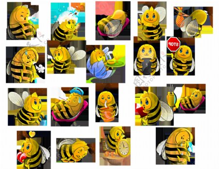 18个可爱蜜蜂PNG图标