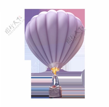 紫色热气球png免扣元素