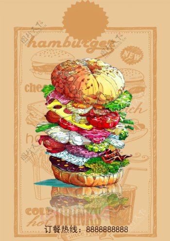 汉堡快餐传单菜单