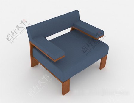 个性蓝色沙发3d模型下载