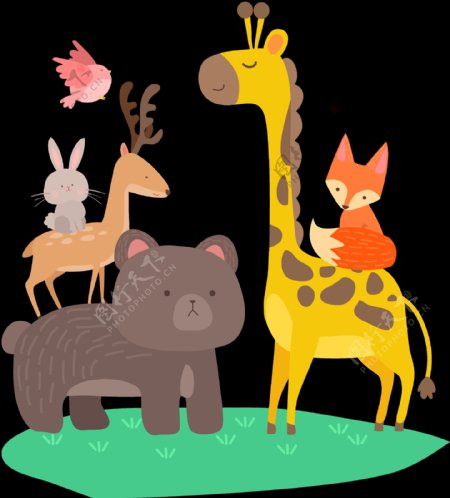 卡通可爱动物免抠png透明图层素材