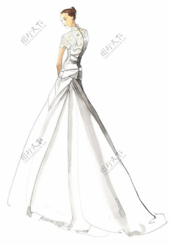 白色时尚婚纱设计图