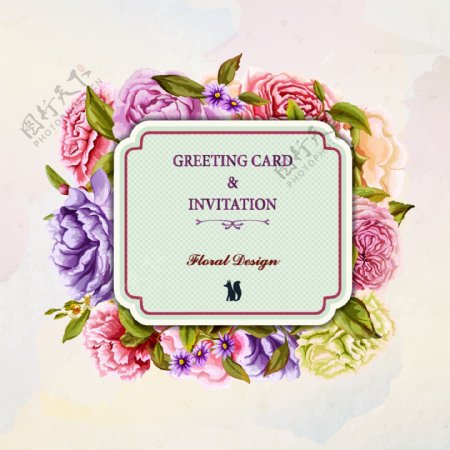 紫色玫瑰花婚庆卡片邀请函