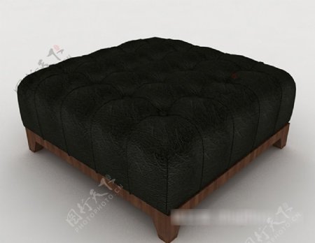 黑色简单沙发凳3d模型下载