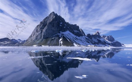 冰川山峰风景图片