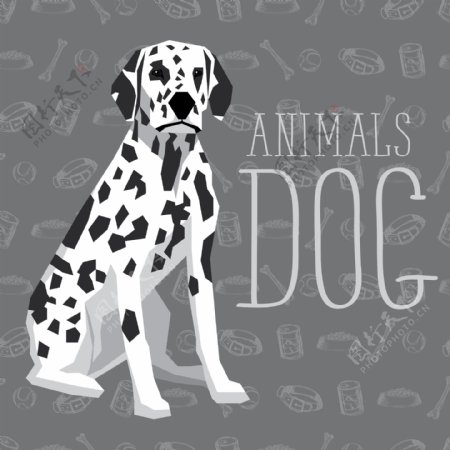 斑点卡通狗狗宠物展示矢量素材