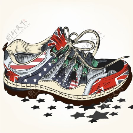 创意手绘运动鞋插画
