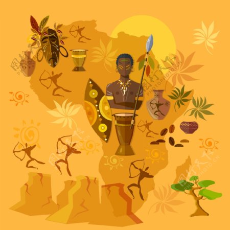 非洲旅行特色插画