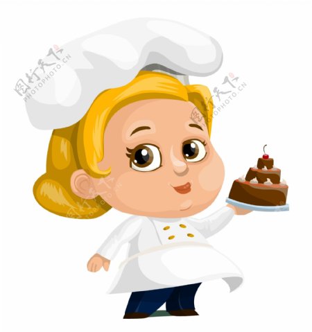 卡通小厨师蛋糕素材