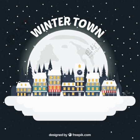 下雪的小镇的插图