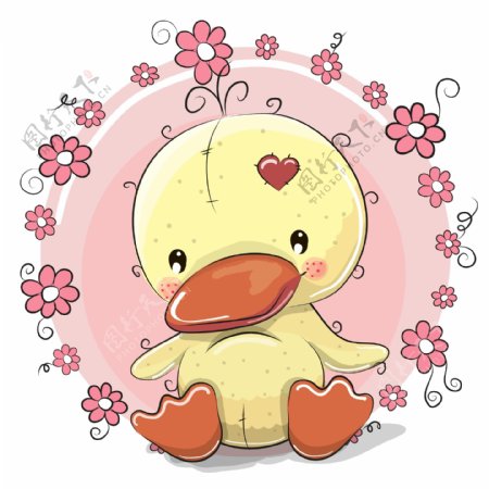 可爱的小鸭子卡通动物插画矢量素材