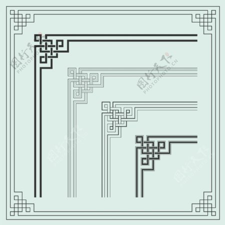 中国传统风格装饰边框纹理矢量素材下载