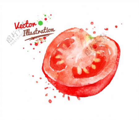 西红柿创意喷溅水彩墨迹水果玉米蔬菜