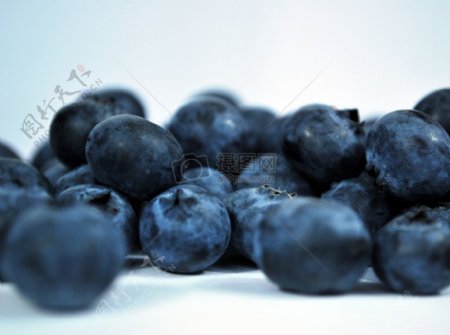 聚集摆放的蓝莓
