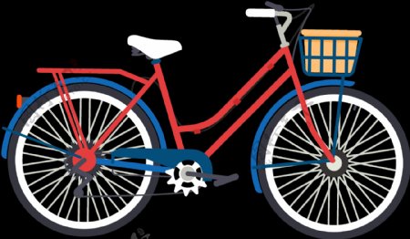 红蓝色自行车插画免抠png透明图层素材