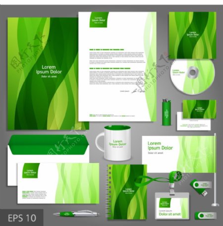 绿色环保VI设计模板下载