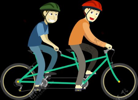 双人自行车插画免抠png透明图层素材