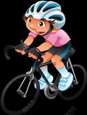 卡通运动员骑自行车插画免抠png透明素材