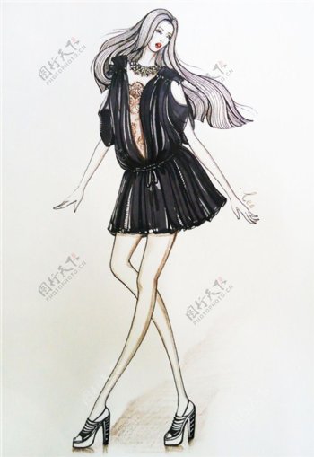 黑色连衣裙设计图
