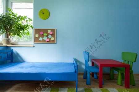 蓝色儿童房效果图图片