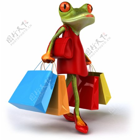 提购物袋的青蛙图片