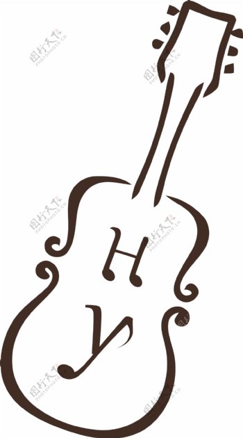 音乐类logo小提琴字母变形