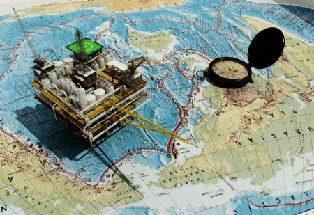 地图与石油机图片