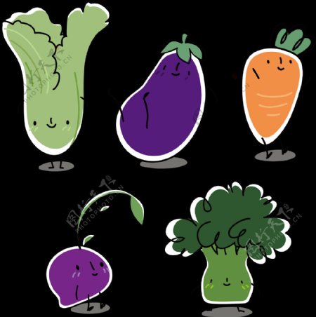 卡通风格蔬菜免抠png透明图层素材