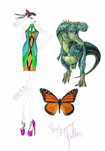 绿恐龙紧身裙设计图
