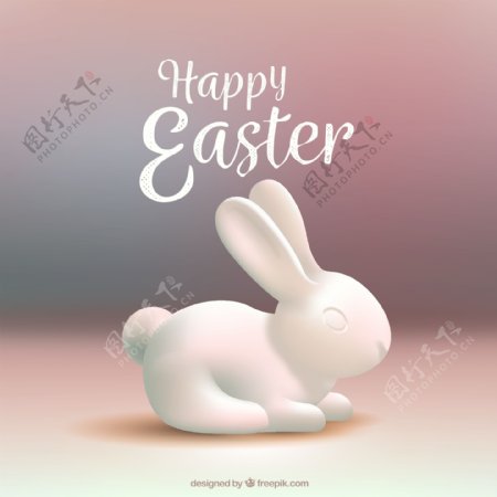白色复活节小白兔