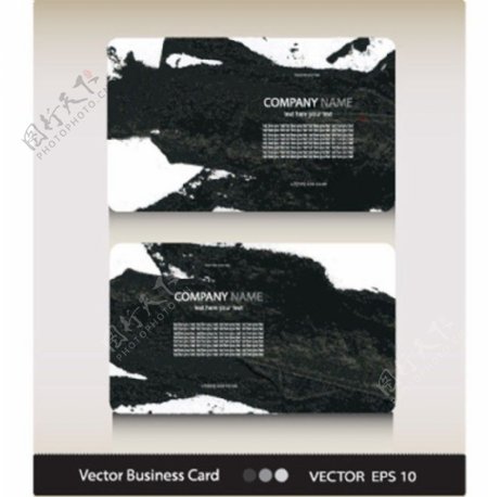 黑色水墨名片卡片设计矢量素材