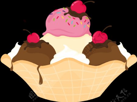 手绘彩色冰淇淋插画免抠png透明图层素材